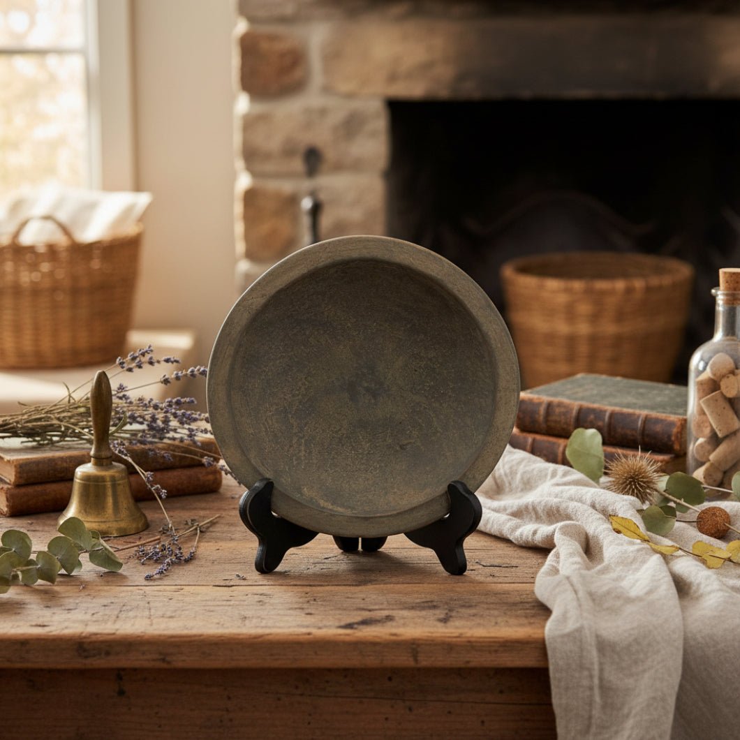 Small Black Wooden Plate &amp; Bowl Stand - 5.75" Decorative Display Easel - The Primitive Pineapple Collection