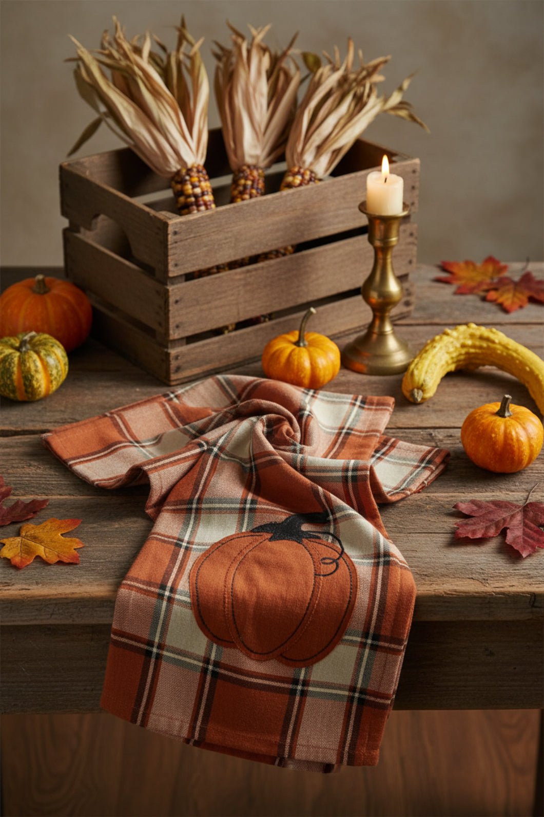 Primitive Fall Harvest Moon Pumpkin Towel - The Primitive Pineapple Collection