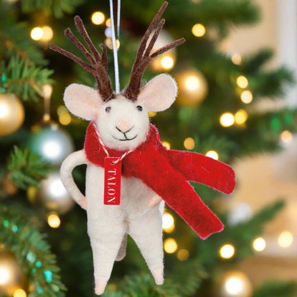 Primitive Christmas Felt Talon Reindeer Mouse Ornament