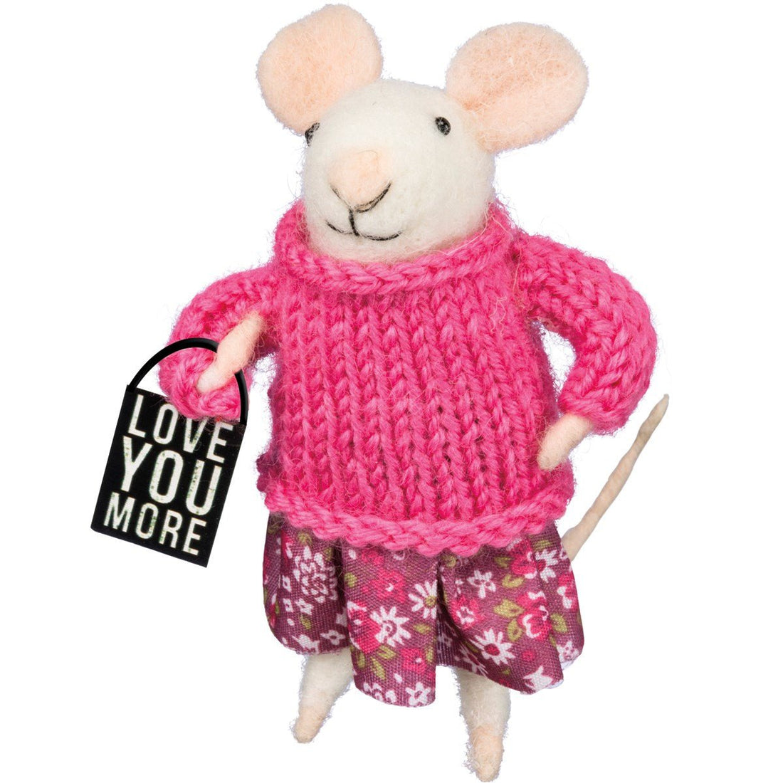 Primitive Farmhouse Felt Love You More Mouse Ornament - The Primitive Pineapple Collection