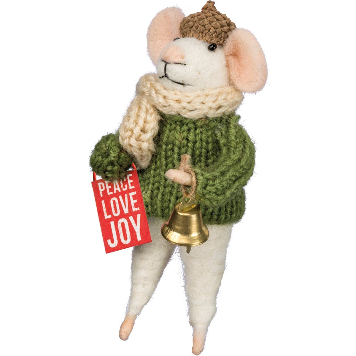 Primitive Christmas Felt Peace, Love and Joy Mouse Ornament