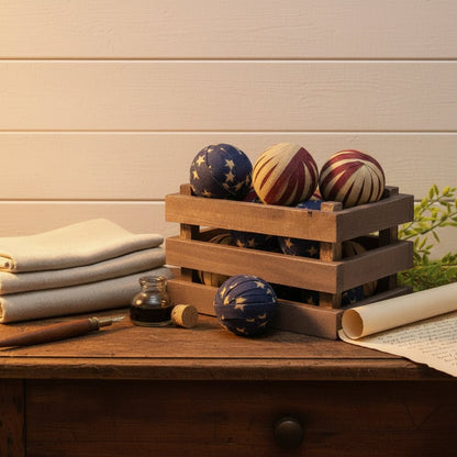 12 - Piece Americana Rag Ball Set - Primitive Patriotic Bowl Filler - The Primitive Pineapple Collection