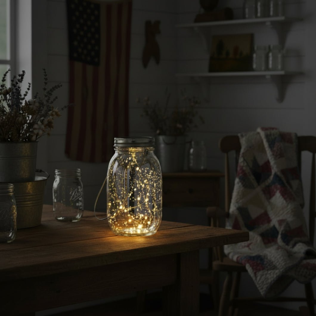 Silver Mercury Glass Fairy Lantern with LED Lights &amp; Timer - The Primitive Pineapple Collection