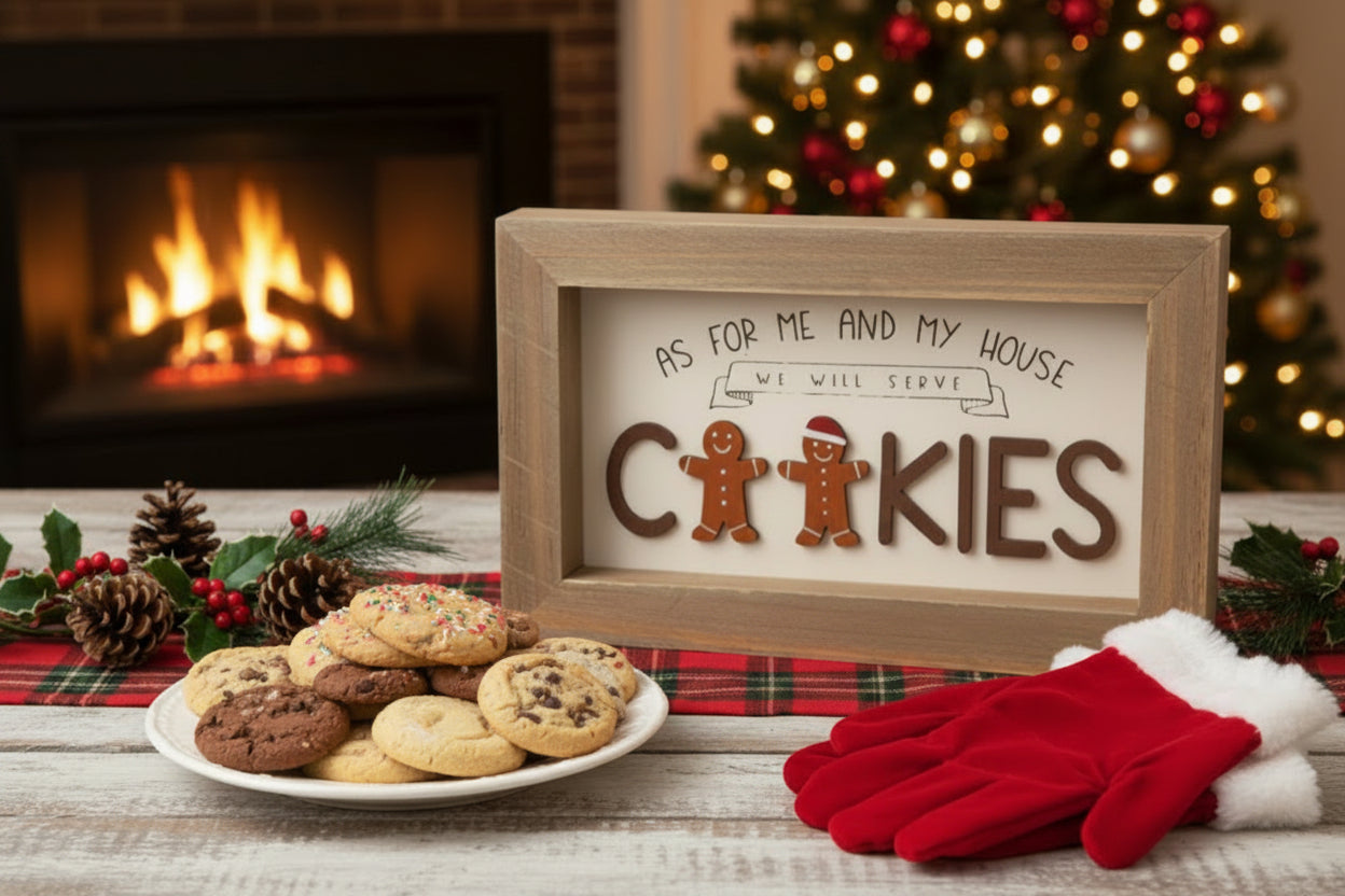 Primitive Christmas Gingerbread We Will Serve Cookies Sign
