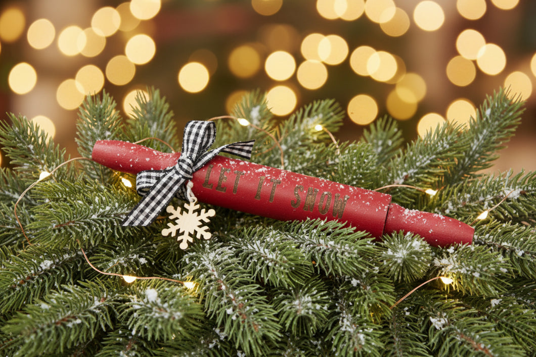 Christmas 7" Let It Snow Wooden Rolling Pin