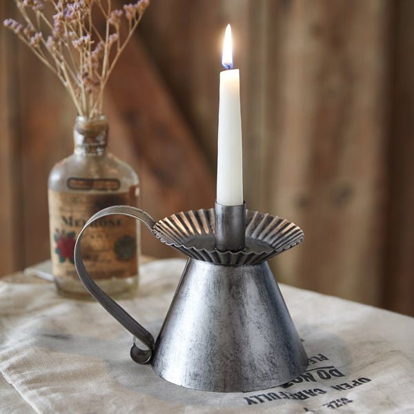 Primitive Colonial Heirloom Chamberstick Candle Holder - The Primitive Pineapple Collection