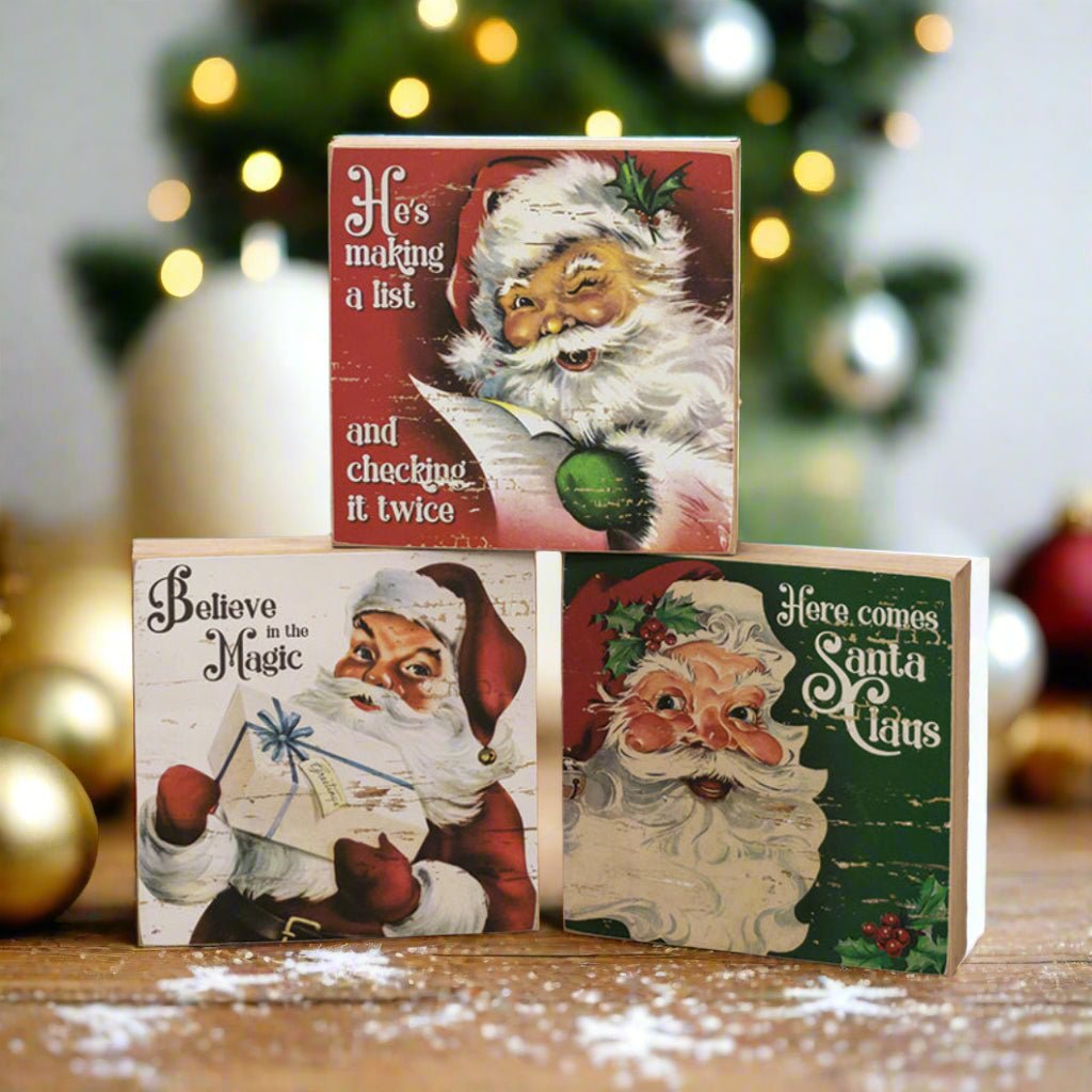 Primitive Christmas Believe in the Magic Vintage Santa Box Sign - The Primitive Pineapple Collection