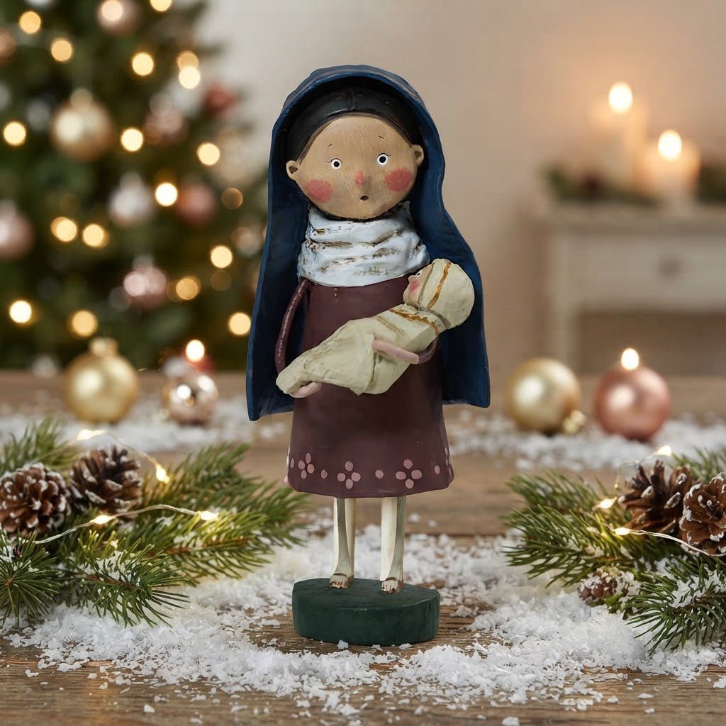Lori Mitchell Mother Mary Nativity Figurine, 6.75" - The Primitive Pineapple Collection
