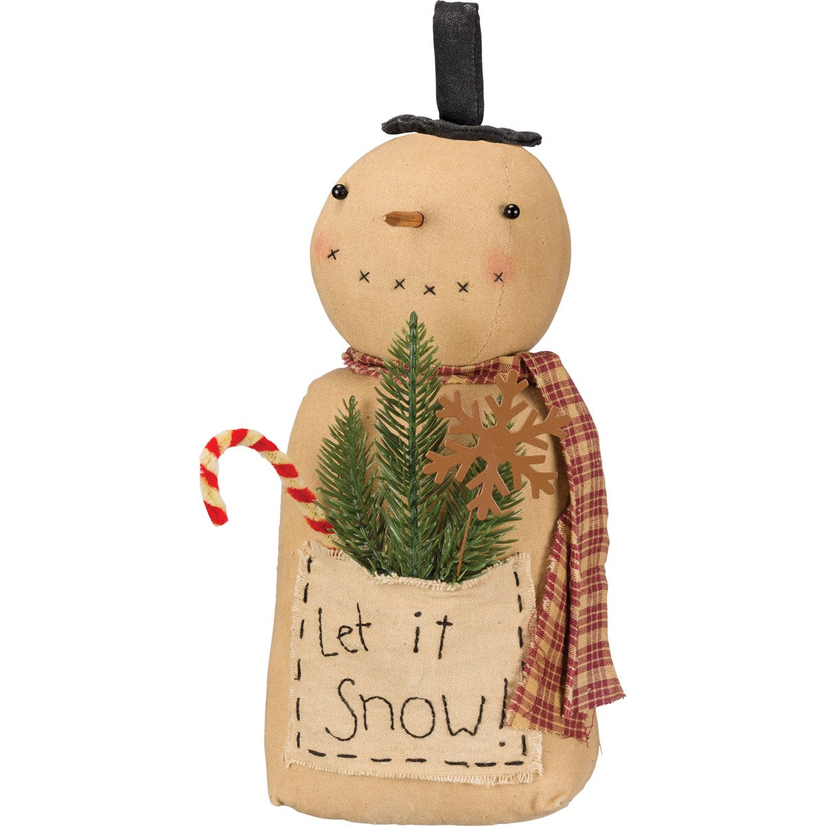 Primitive Christmas Let it Snow Stump Snowman Doll