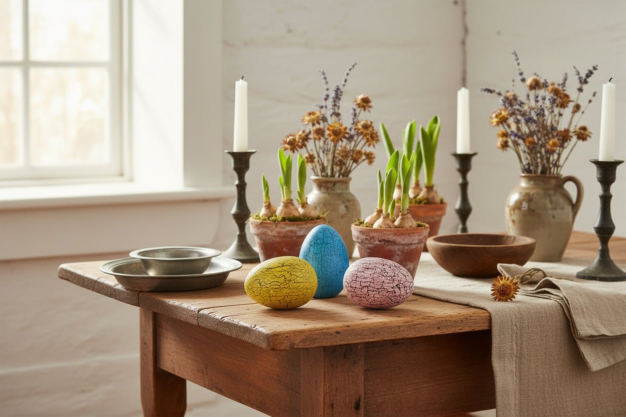Primitive Spring Easter 4 pc Cracked Wooden Easter Eggs - The Primitive Pineapple Collection