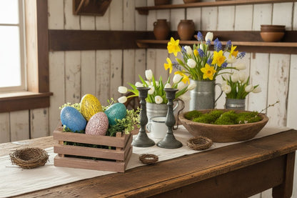 Primitive Spring Easter 4 pc Cracked Wooden Easter Eggs - The Primitive Pineapple Collection