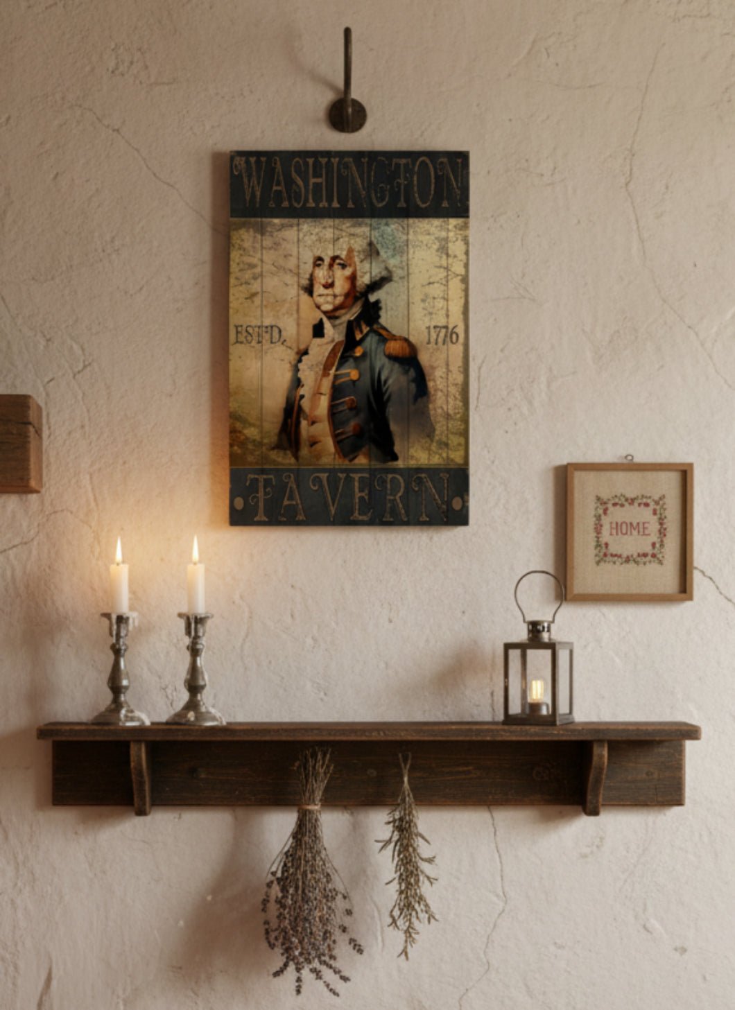 Primitive George Washington Tavern - 8x12 Metal Sign - The Primitive Pineapple Collection