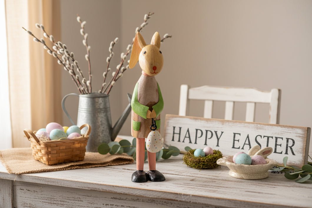 Primitive Spring Easter Recycled Metal Flopsy Ear Rabbit Figurine - The Primitive Pineapple Collection