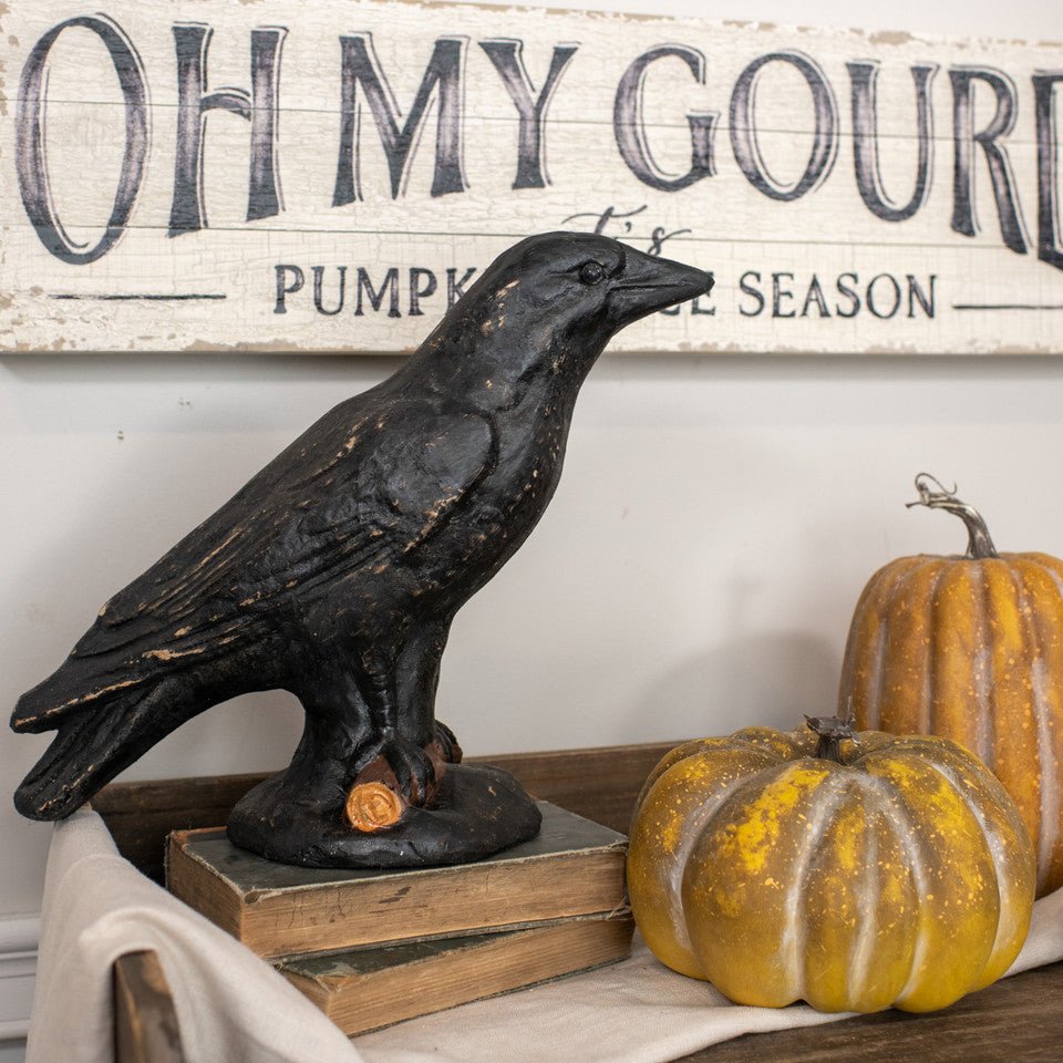 Ragon House Fall Halloween 11" Black Crow Figurine - The Primitive Pineapple Collection