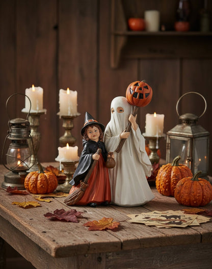 Folk Art Halloween 9 Inch Halloween Vintage Trick or Treat Children Figurine - The Primitive Pineapple Collection