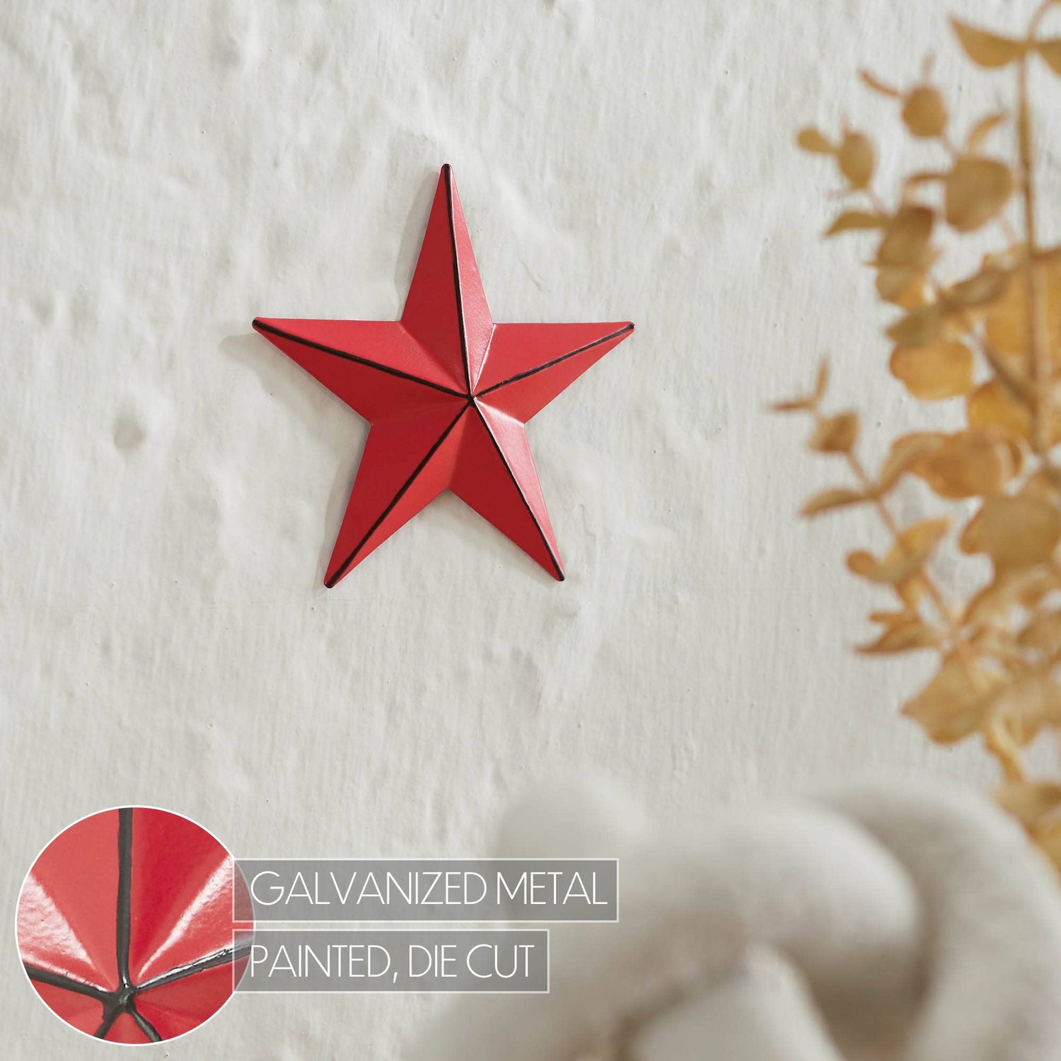 Primitive Barn Red Metal Star - 4"x4" Distressed Farmhouse Wall Decor - The Primitive Pineapple Collection