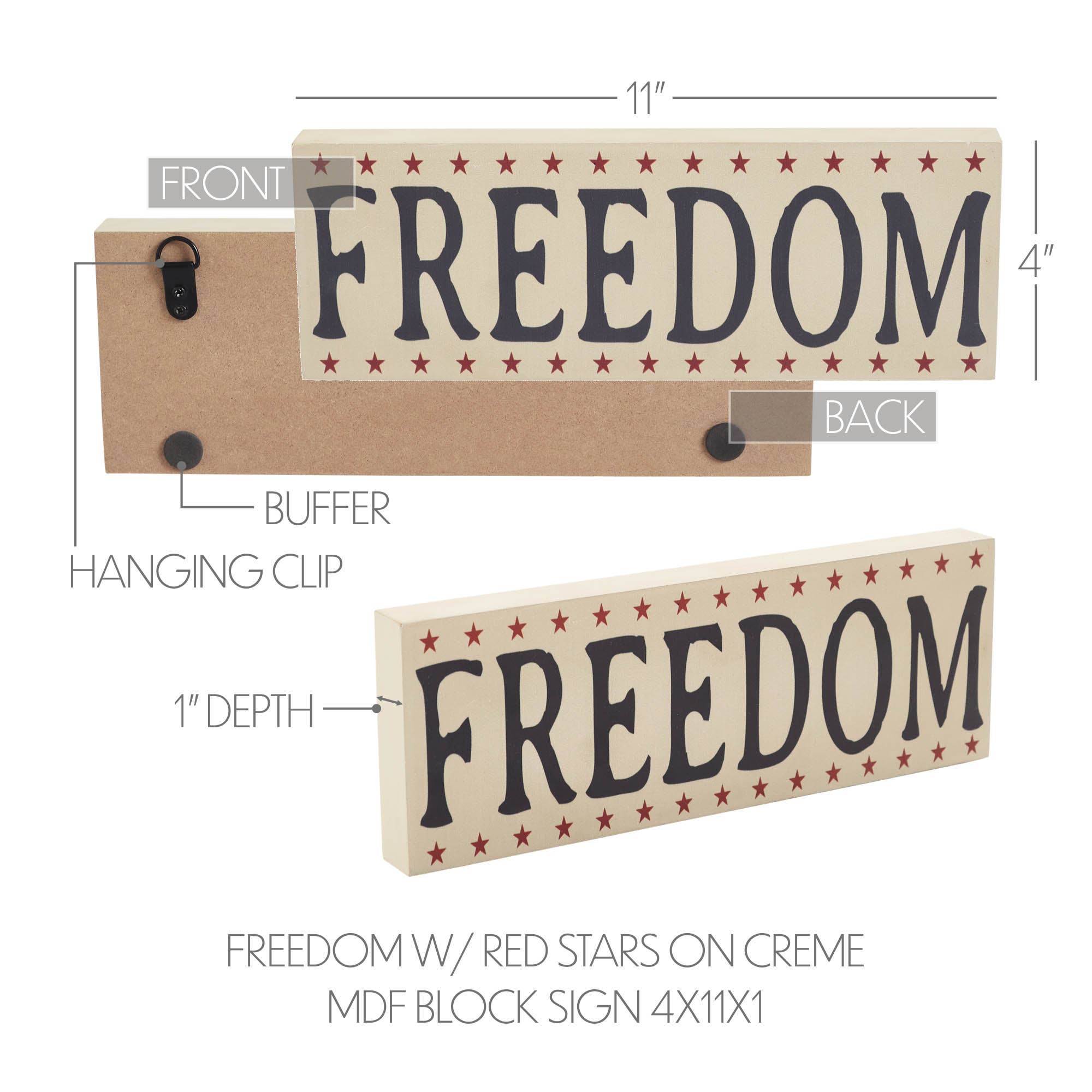Patriotic FREEDOM Block Sign | Rustic Americana Farmhouse Decor - The Primitive Pineapple Collection