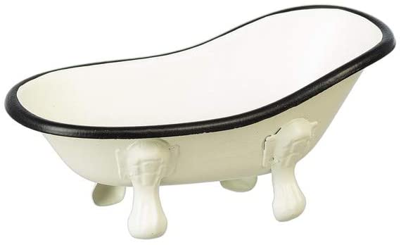 Primitive Farmhouse Black and White Bathtub 5.5" Sponge Holder/ Container - The Primitive Pineapple Collection
