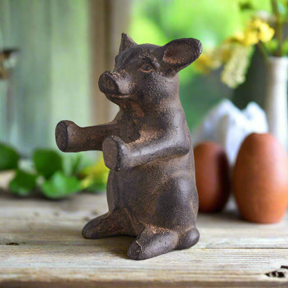 Primitive Farmhouse Cast Iron Standing Pig Figurine