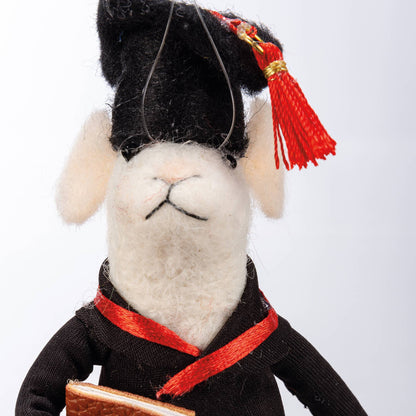 Primitive Felt Graduate Mouse Ornament