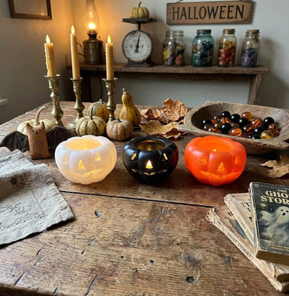Fall Halloween 5" LED Short Jack O Lantern Candle w/ Timer - The Primitive Pineapple Collection