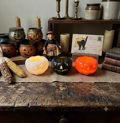 Fall Halloween 5" LED Short Jack O Lantern Candle w/ Timer - The Primitive Pineapple Collection