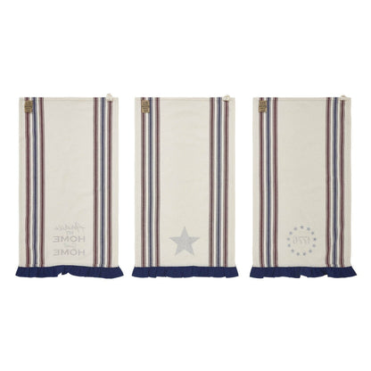 Americana Ruffled Tea Towels Set of 3 | Patriotic Kitchen Decor - The Primitive Pineapple Collection