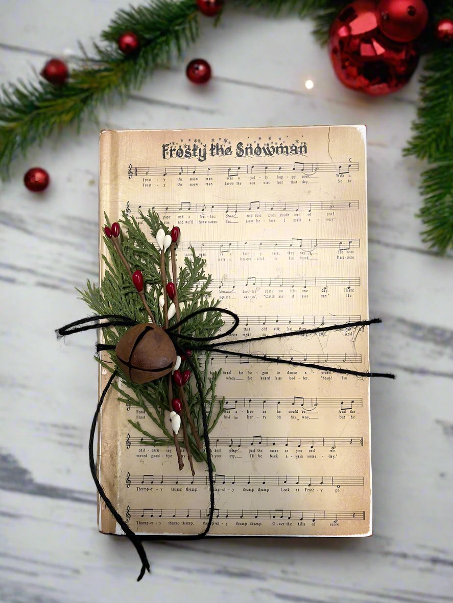 Handcrafted Vintage Look Frosty The Snowman Song Book - The Primitive Pineapple Collection