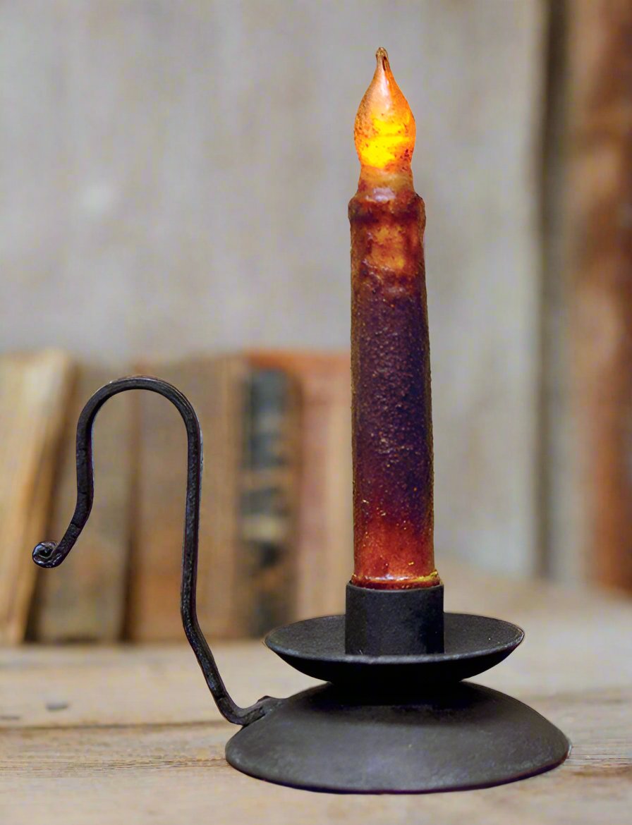 Primitive Distressed Small Metal Taper Candle Holder