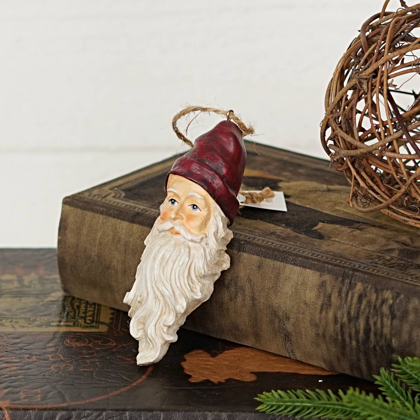 Primitive Christmas 5&quot; White Beard Santa Ornament - The Primitive Pineapple Collection