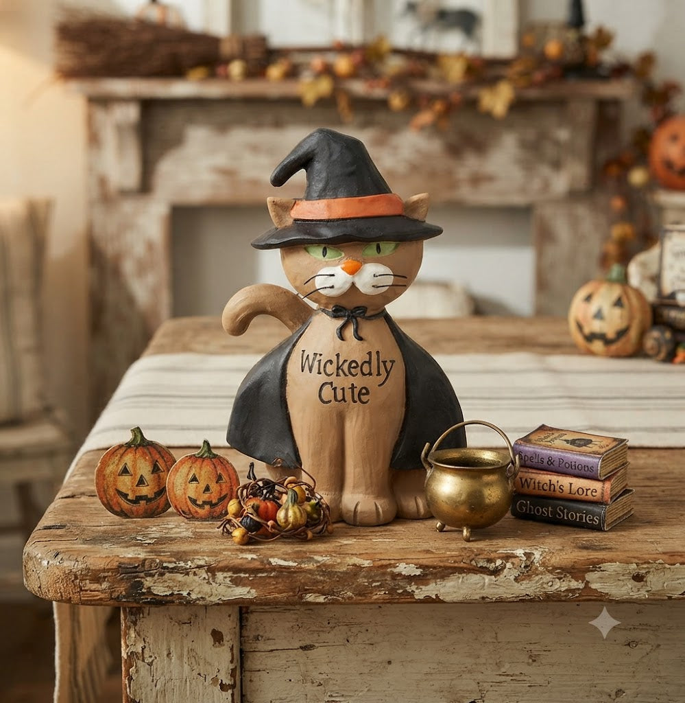 Blossom Bucket Halloween Wickedly Cute Cat In Witch Costume
