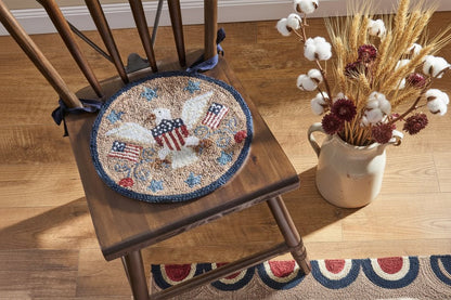 Sweet Land of Liberty Hooked Chair Pad - 14.5" Primitive Americana Decor - The Primitive Pineapple Collection