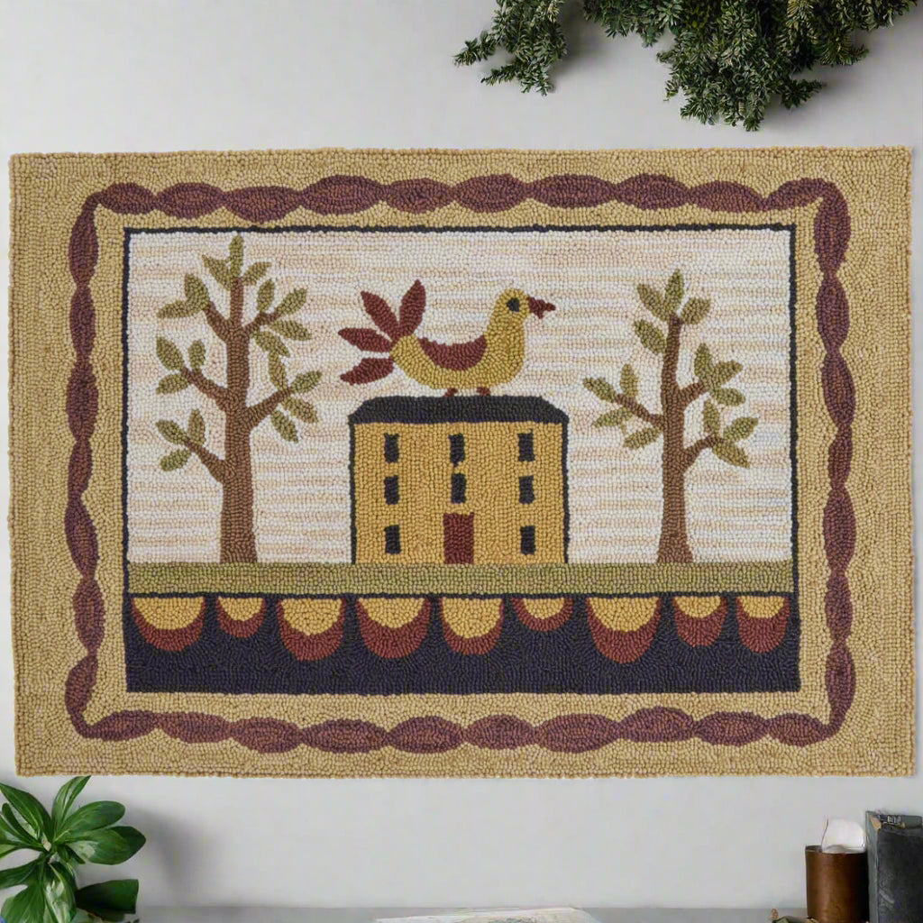 Primitive Farmhouse Bless Our Home Hooked Rug 2&