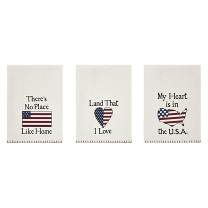 Americana The Land That I Love Americana Tea Towel Set of 3 16x28 - The Primitive Pineapple Collection