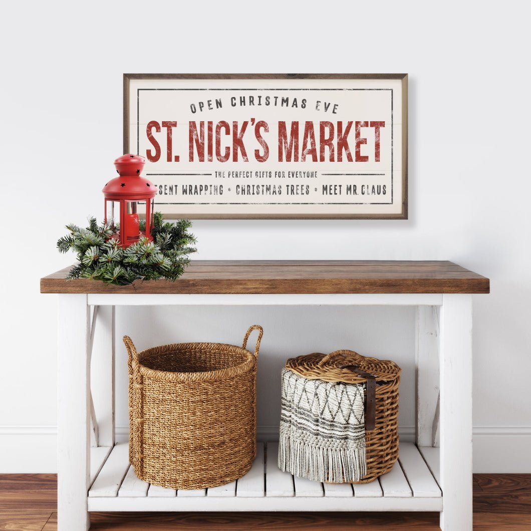Handcrafted Christmas Walnut Framed St. Nick&