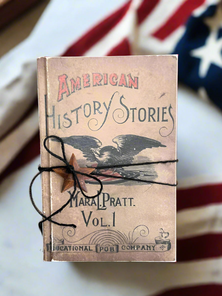 Primitive Colonial Handcrafted Vintage Look American History Stories Book