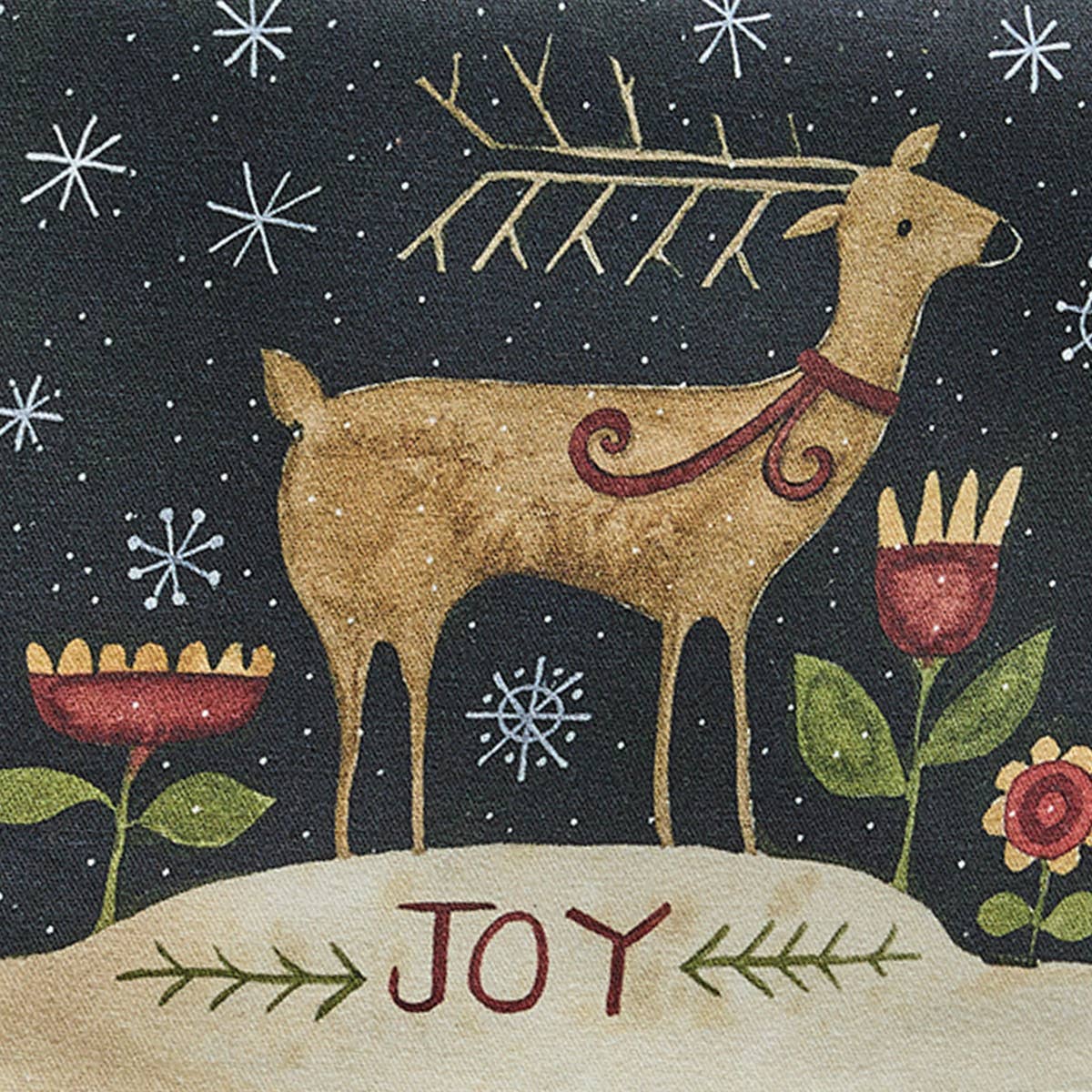 Primitive Christmas Joyful Deer Table Runner 36&quot; L - The Primitive Pineapple Collection