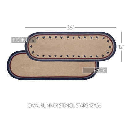 Farmhouse My Country Oval Runner Stencil Stars 12x36 - The Primitive Pineapple Collection