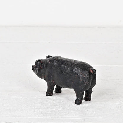 Primitive Farmhouse Folk Art Black Pig Figurine 4.75&quot;