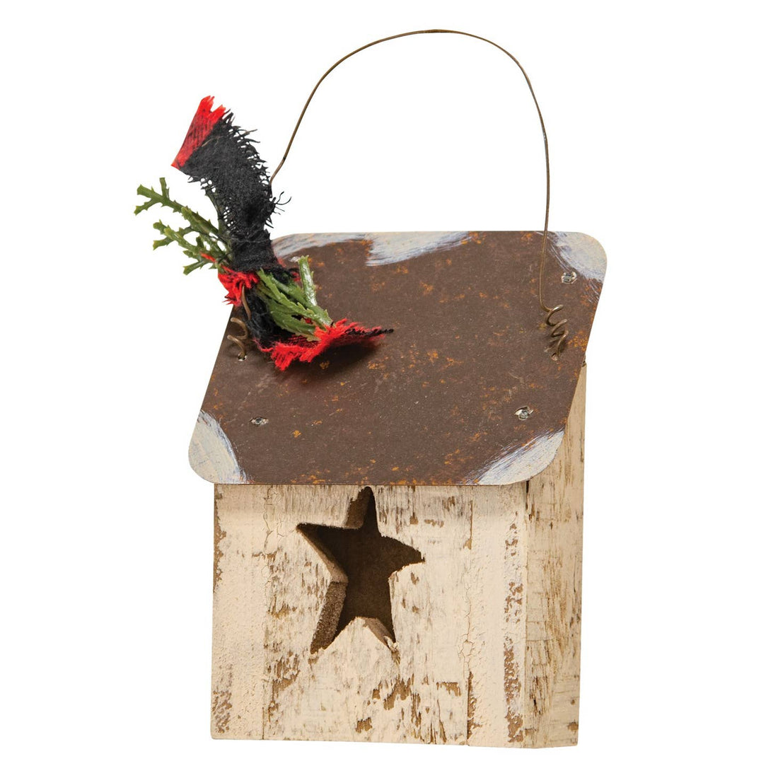 Primitive Rustic Farmhouse Tin Roof Star Wood House Ornament