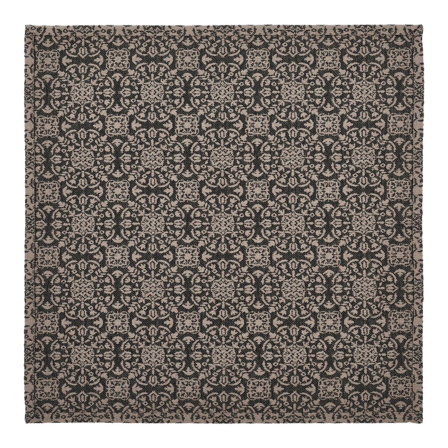 Farmhouse Black Tan Jacquard Table Topper 20x20 - The Primitive Pineapple Collection