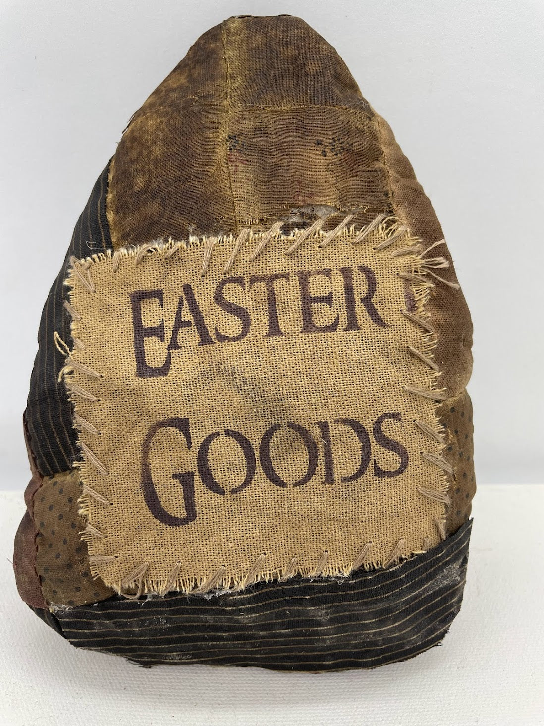 Extreme Primitive Vintage Quilted Easter Goods Egg Bowl Fillers Stained Grubby 7&quot; x 5&quot;