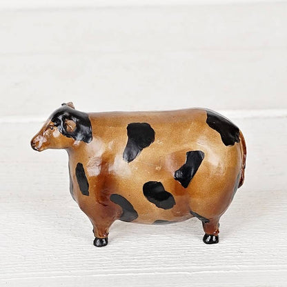 Primitive Country Vintage Look 5&quot; Resin Cow Figurine