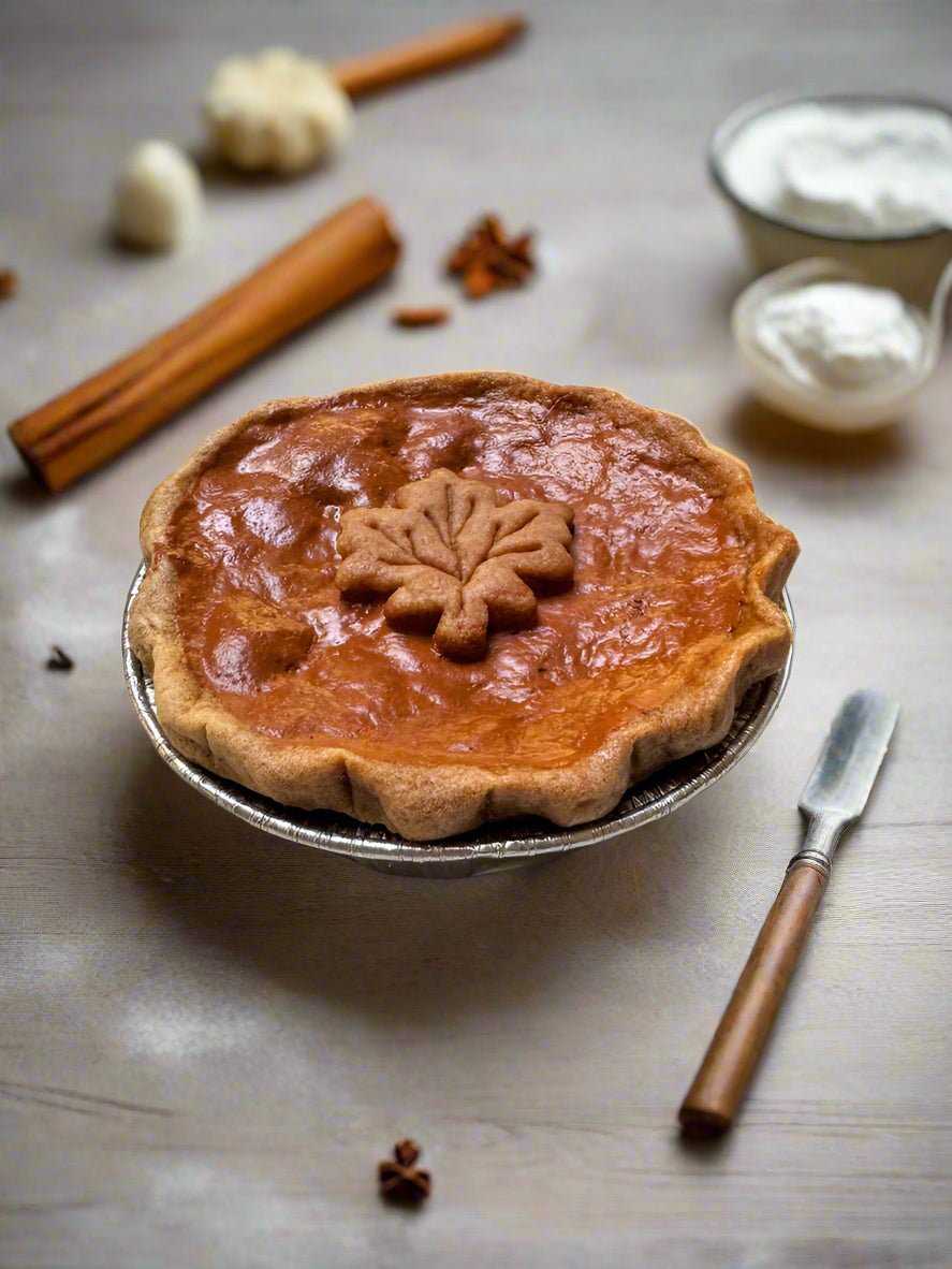 Primitive Colonial Autumn 4” Fall Pumpkin Pie w/ Maple Leaf Choice of Scent - The Primitive Pineapple Collection