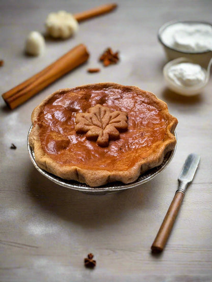 Primitive Colonial Autumn 4” Fall Pumpkin Pie w/ Maple Leaf Choice of Scent - The Primitive Pineapple Collection