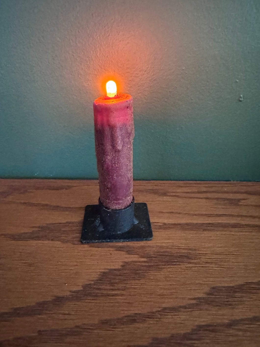 Primitive 4" Brown Flicker Nub LED Timer Taper Candle - The Primitive Pineapple Collection