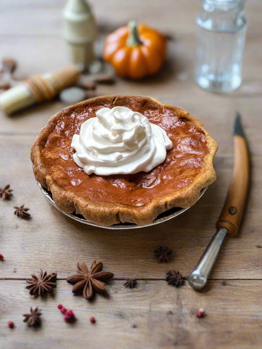 Primitive Colonial Autumn 4” Fall Pumpkin Pie w/ Whip Cream Choice of Scent - The Primitive Pineapple Collection