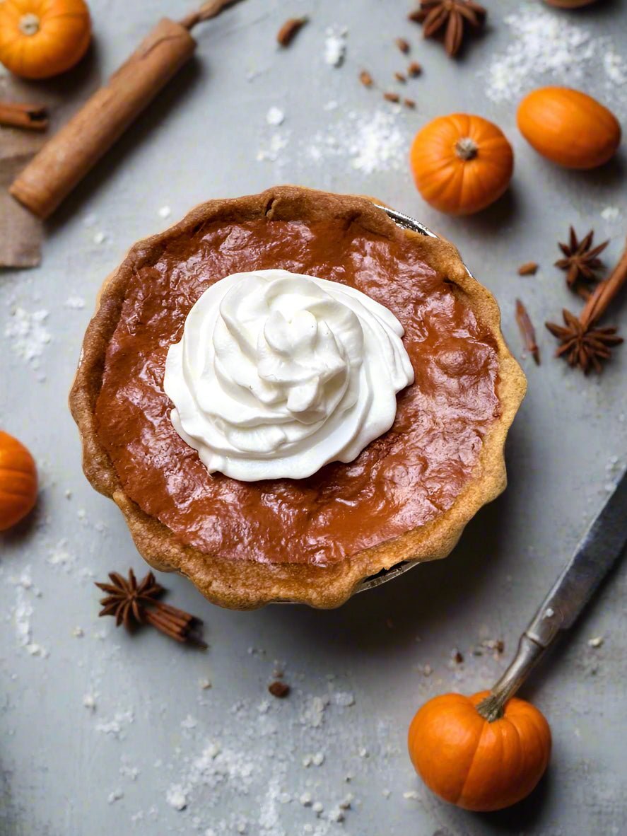 Primitive Colonial Autumn 4” Fall Pumpkin Pie w/ Whip Cream Choice of Scent - The Primitive Pineapple Collection