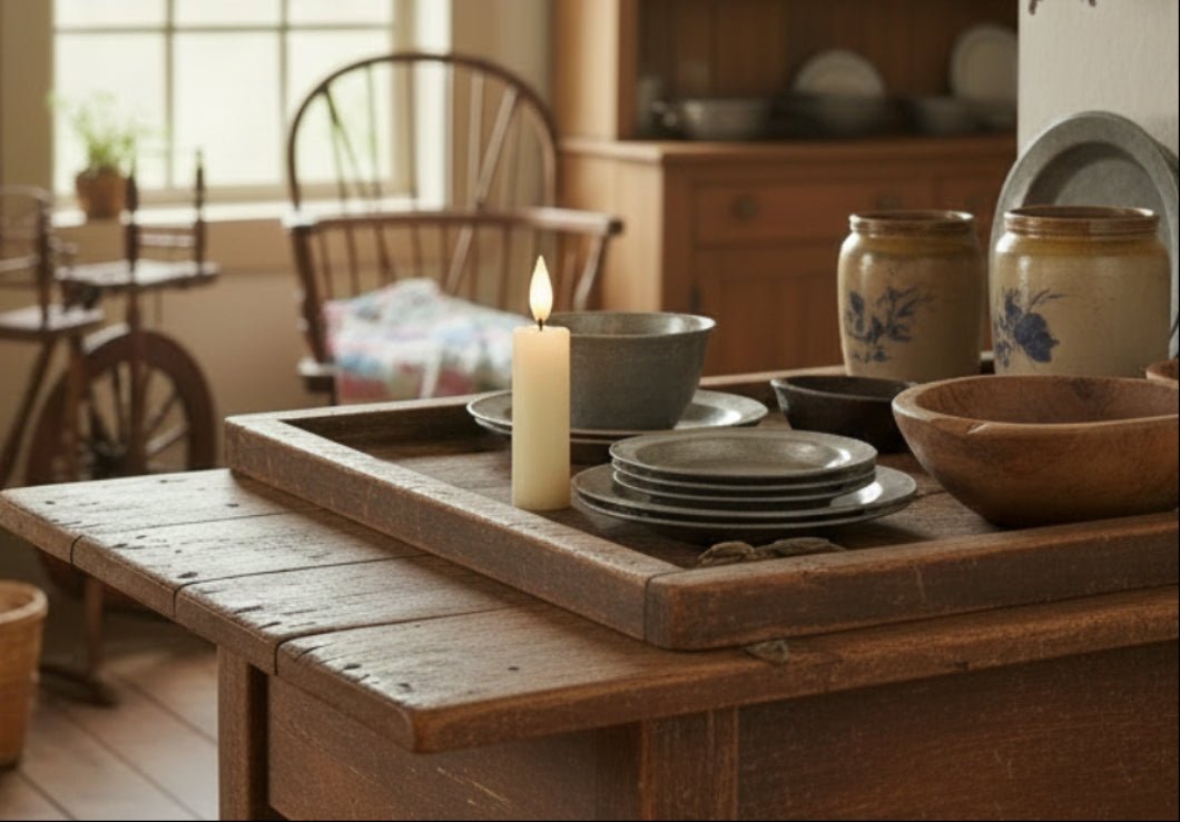 Primitive 4.25" Speckled White LED Taper Candle - The Primitive Pineapple Collection