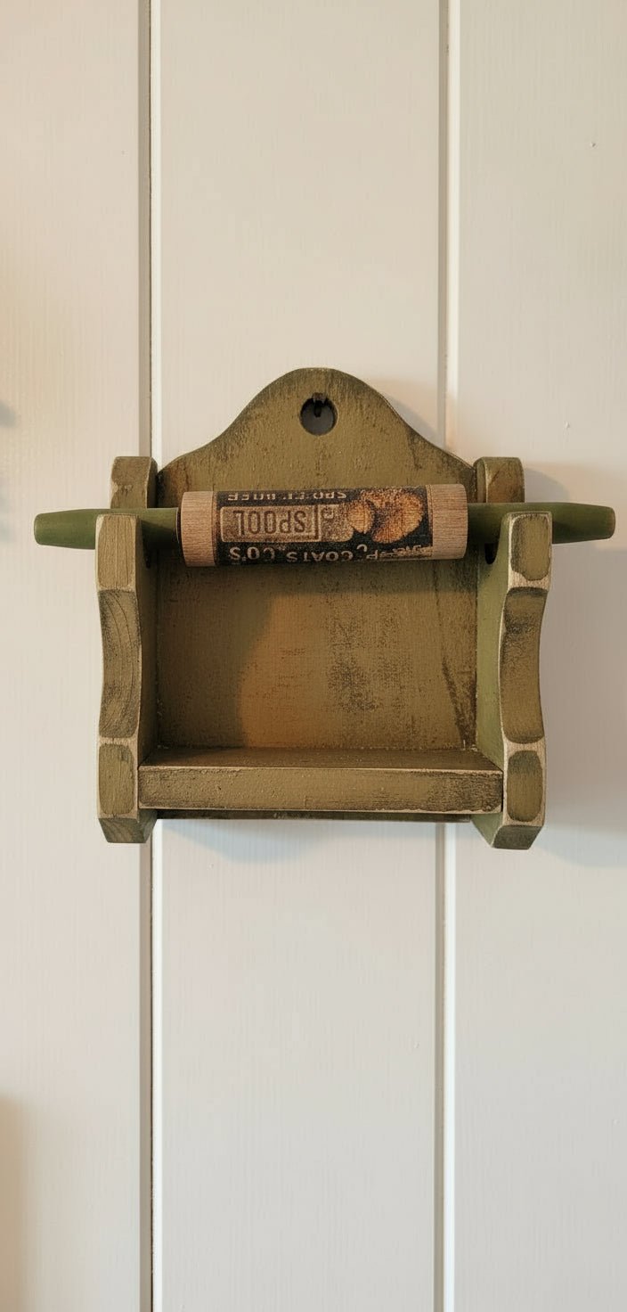 Primitive Handcrafted USA Colonial Wood Distressed Mustard Mini Rolling Pin w/ Rack - The Primitive Pineapple Collection